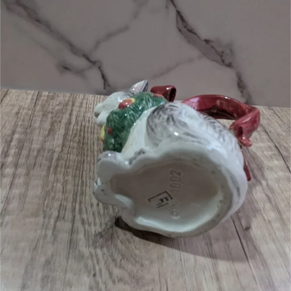 VINTAGE FITZ & FLOYD Cat Christmasy  creamer 1992 Super‎ Cute 4.5